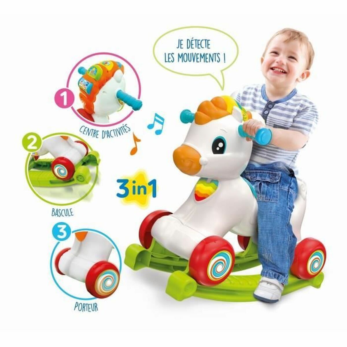 Kiikhobu Clementoni Rocking horse and wheels (FR)